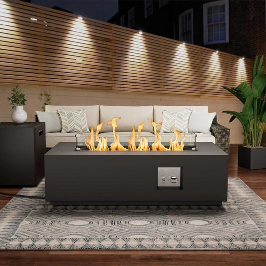 Propane Fire Pit Table 50K BTU With Wind Guard Cover