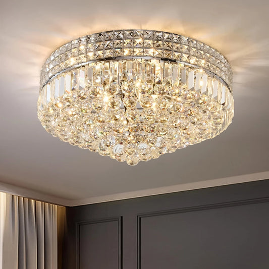 Modern Crystal Hallway Ceiling Light LED Dimmable Flush Mount