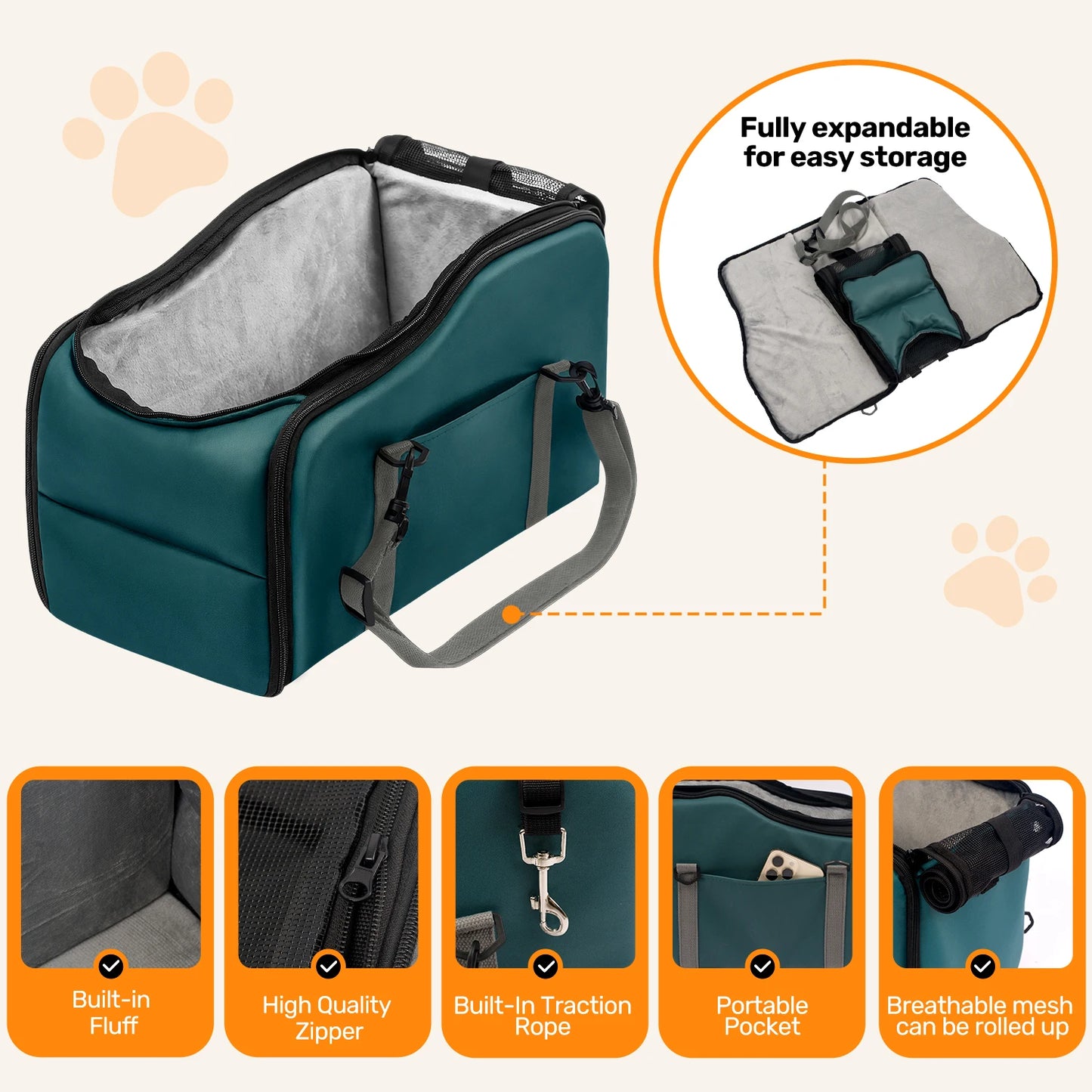 Removable Washable Car Pet Seat For Small Dogs And Cats Travel Bed