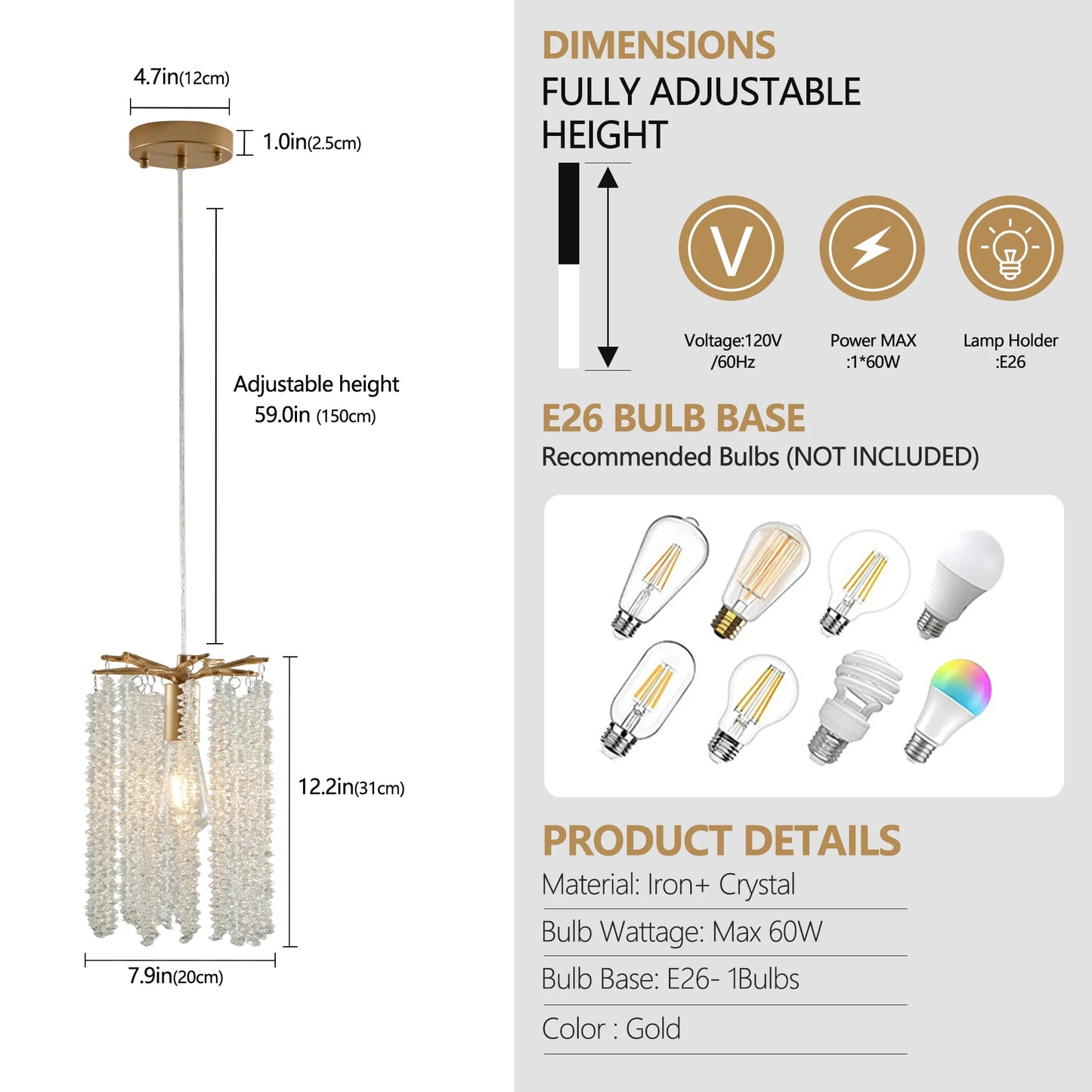 ARLGSITE Crystal Pendant Lights 3-Pack Beaded Waterfall Chandelier
