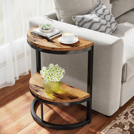 Tribesigns End Table Semi Circle With Storage Shelf