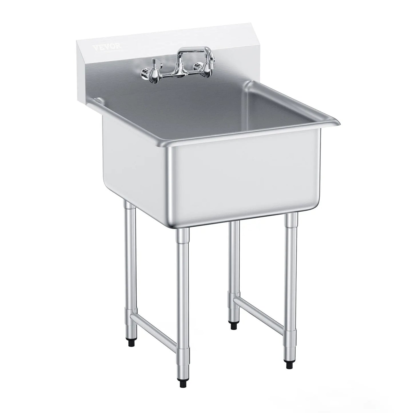 SucceBuy Stainless Steel Kitchen Prep And Utility Sink Single Bowl