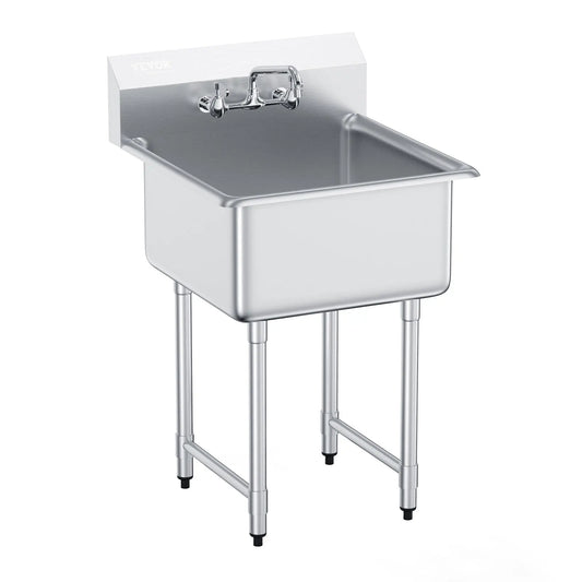 SucceBuy Stainless Steel Kitchen Prep And Utility Sink Single Bowl