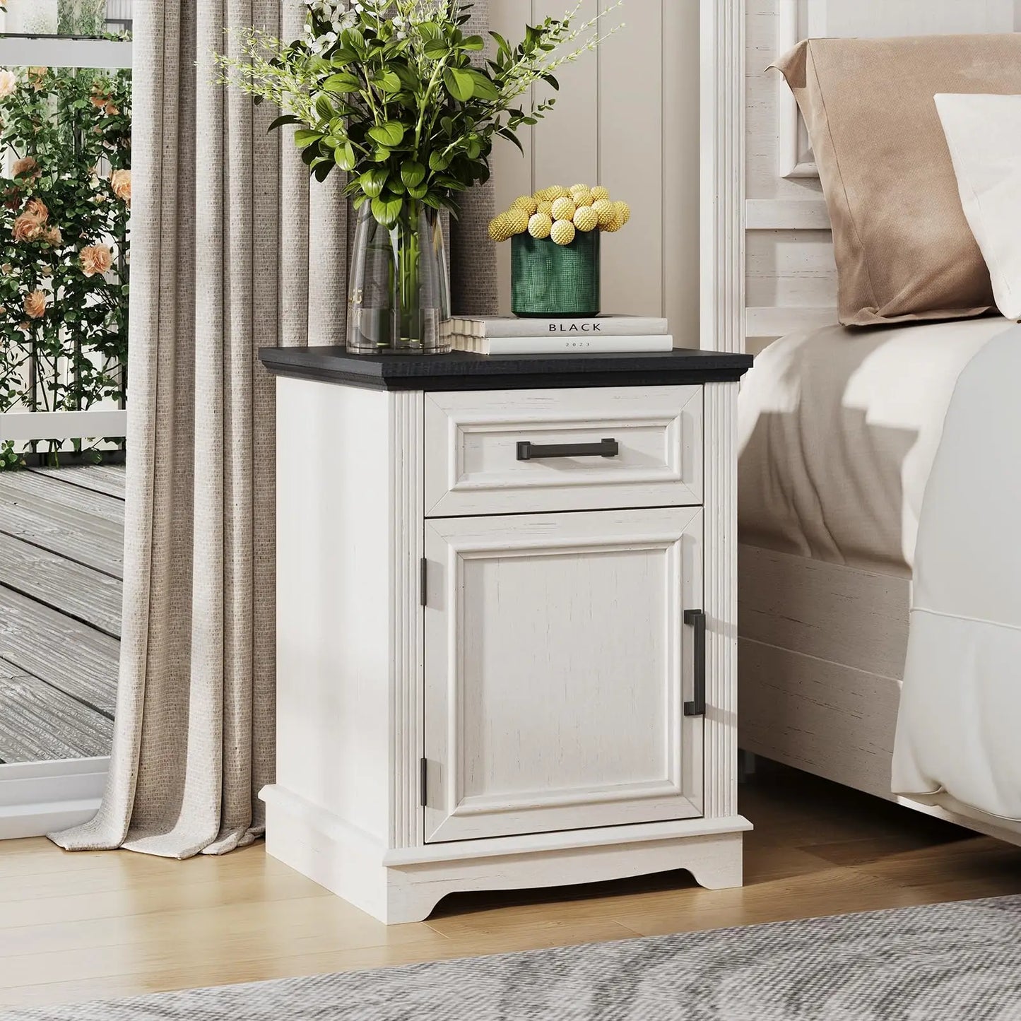 Vabches Nightstand With Drawers And Storage Cabinet