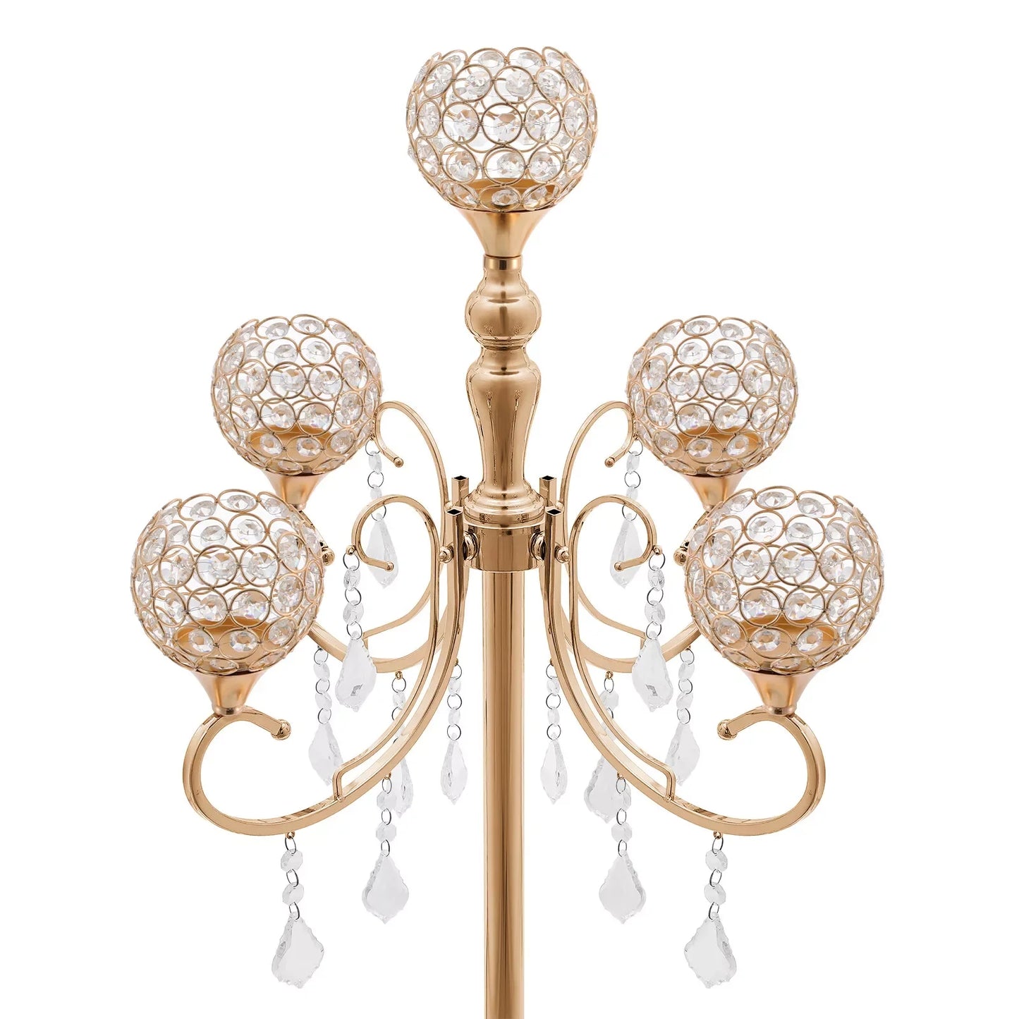 Bymaocar 2-Pack 5-Arm Crystal Candelabra Candle Holders