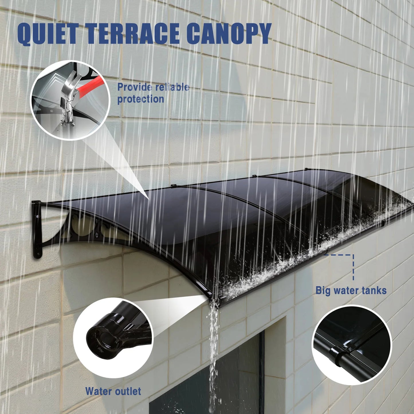 Door Entrance Awning With Aluminum Alloy Bracket For Rain Protection