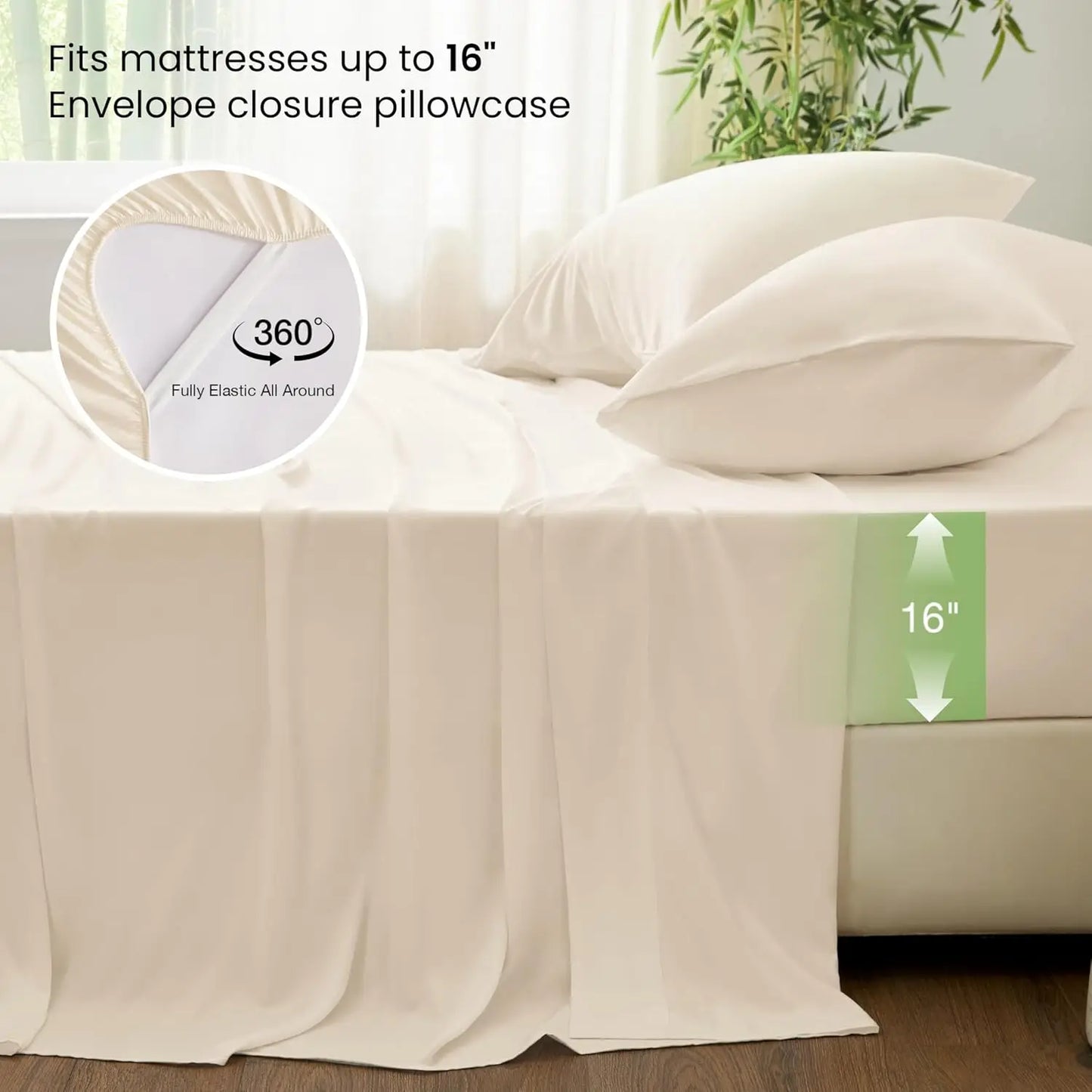 Bamboo Rayon Cooling Sheet Set Breathable Soft Bedding