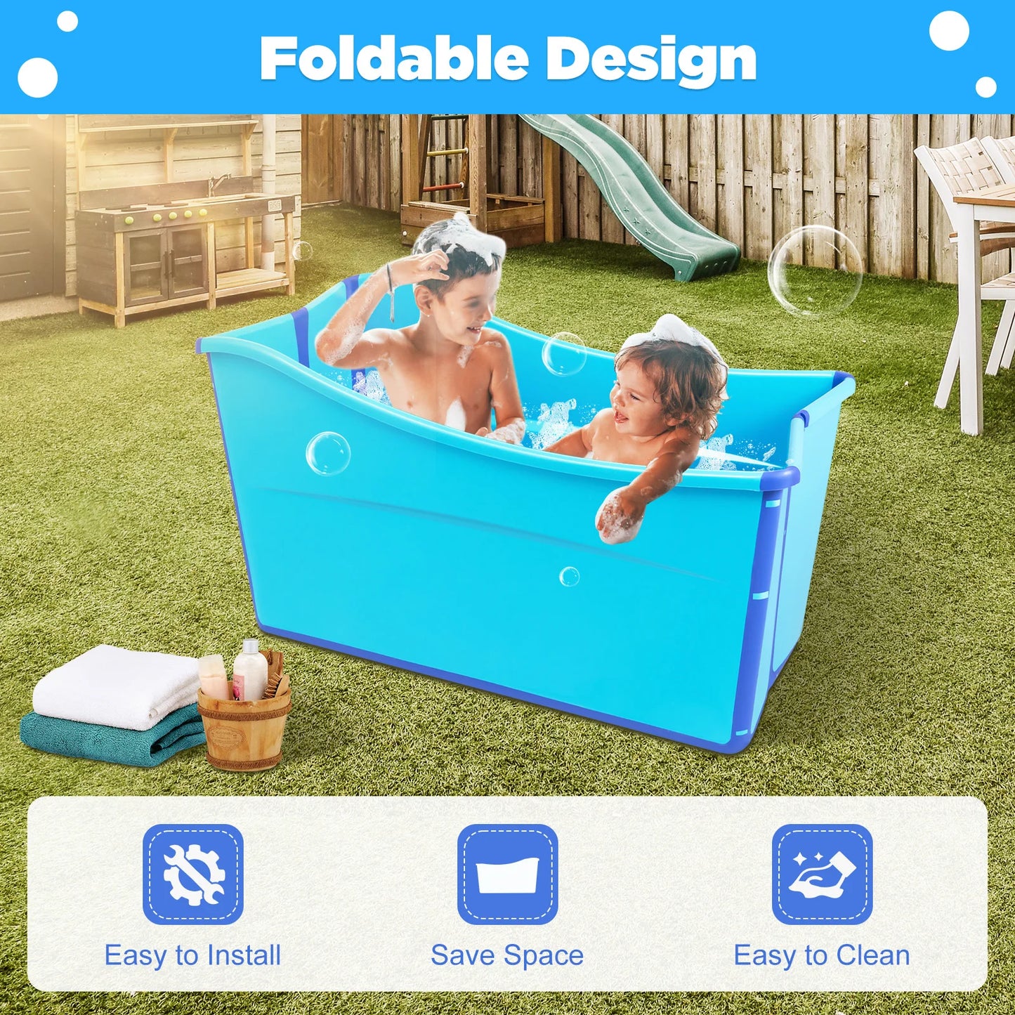 Foldable PP TPE Bathtub Portable Bath for Adults and Children