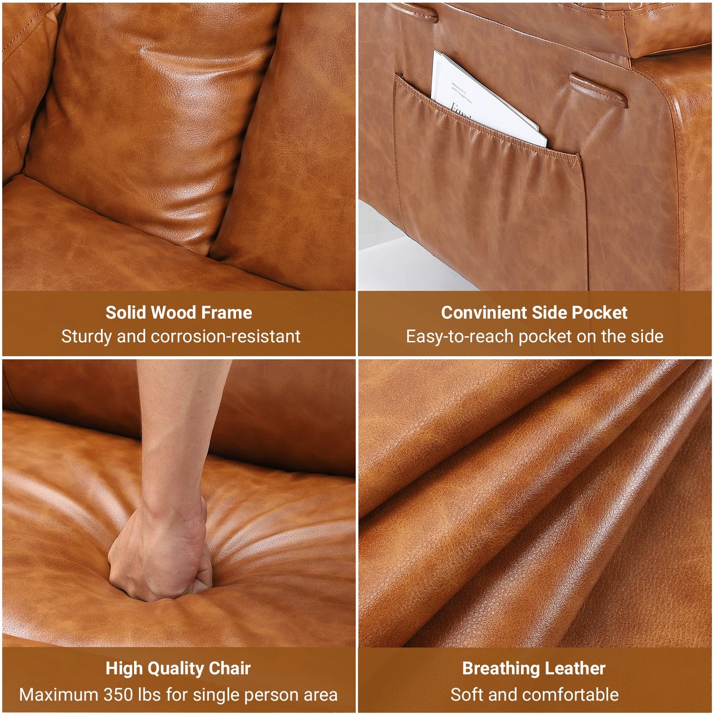 Power Recliner Chair PU Leather Sofa for Home Theater