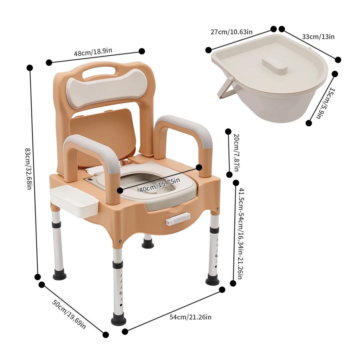 Portable Height Adjustable Toilet Chair For Home Use