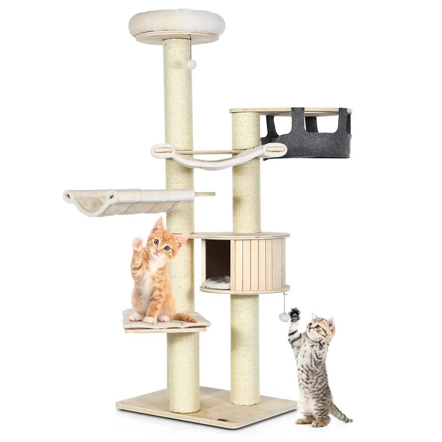 Cat Tree Multi-Level Tower With Sisal Scratching Posts Hammocks