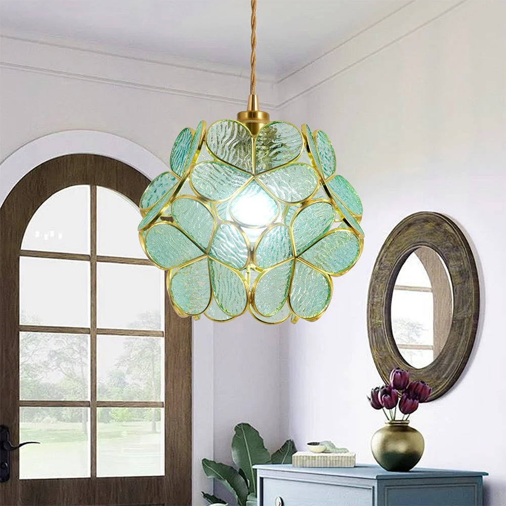 VETRULUS Modern Pendant Light Flower Lantern Crystal Kitchen Fixture