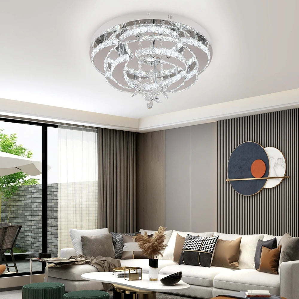 VETRULUS Modern Crystal LED Chandelier Ceiling Light Dimmable