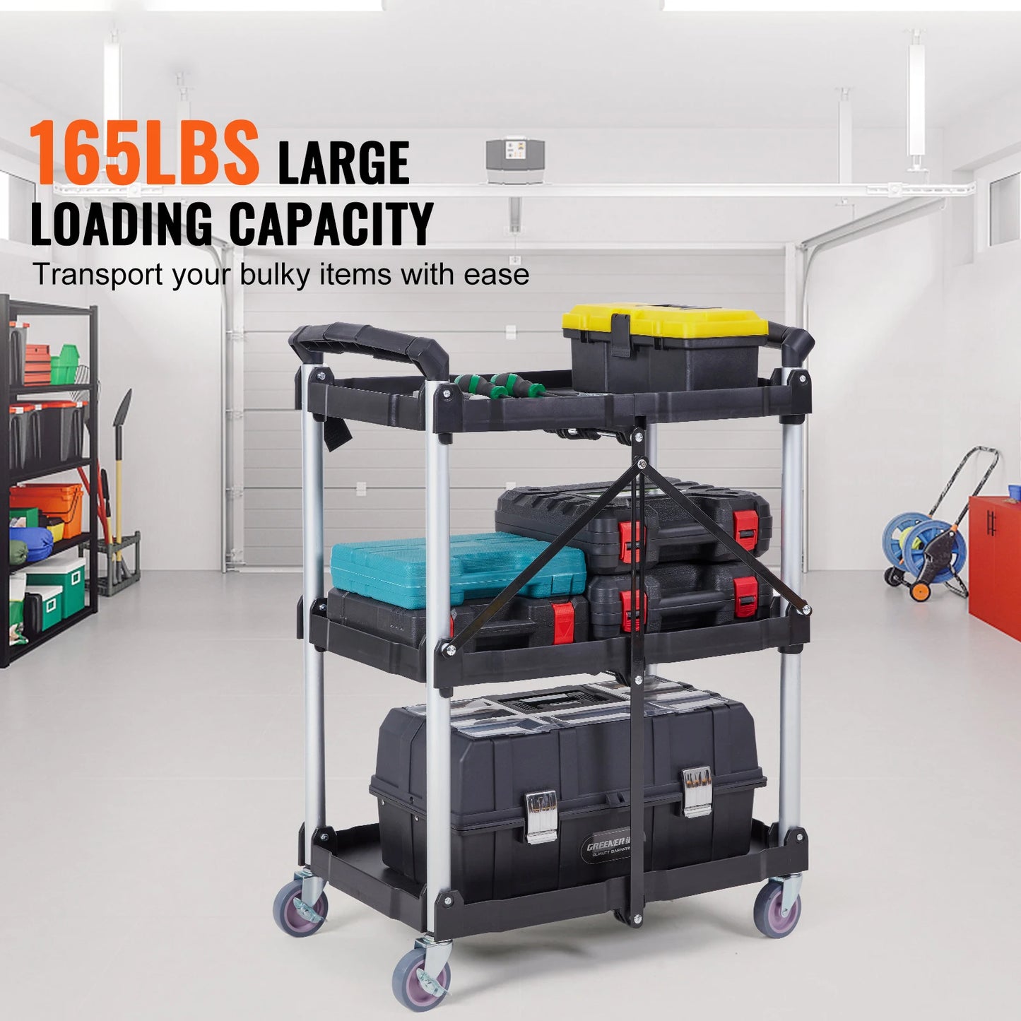 SucceBuy 3 Tier Folding Utility Cart