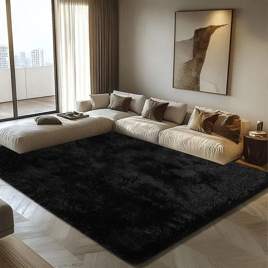 8x10 Fluffy Area Rugs for Living Room,Shag Area Rug for Bedroom,Black Soft Fuzzy Rug NonShedding Indoor Plush Carpet for Kids B