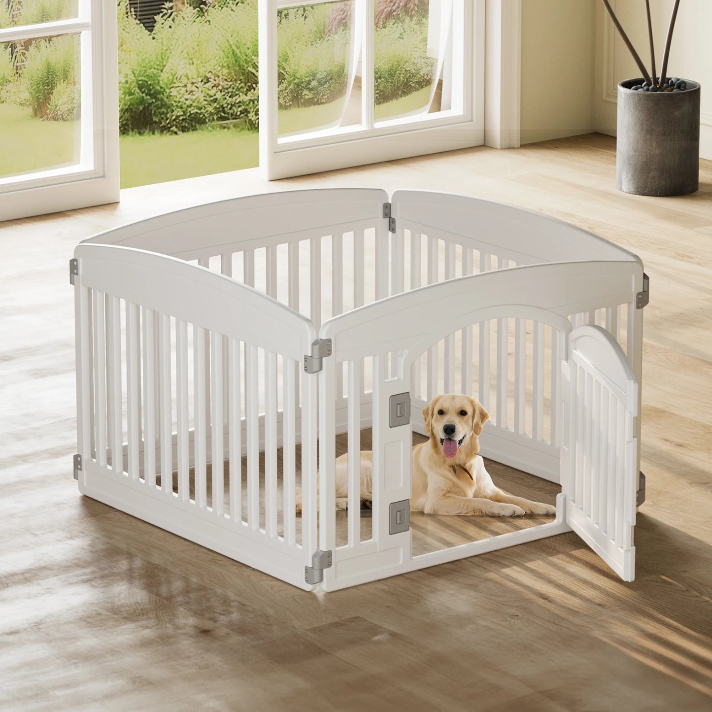 JHK Plastic Dog Playpen Expandable Pet Fence For Dogs