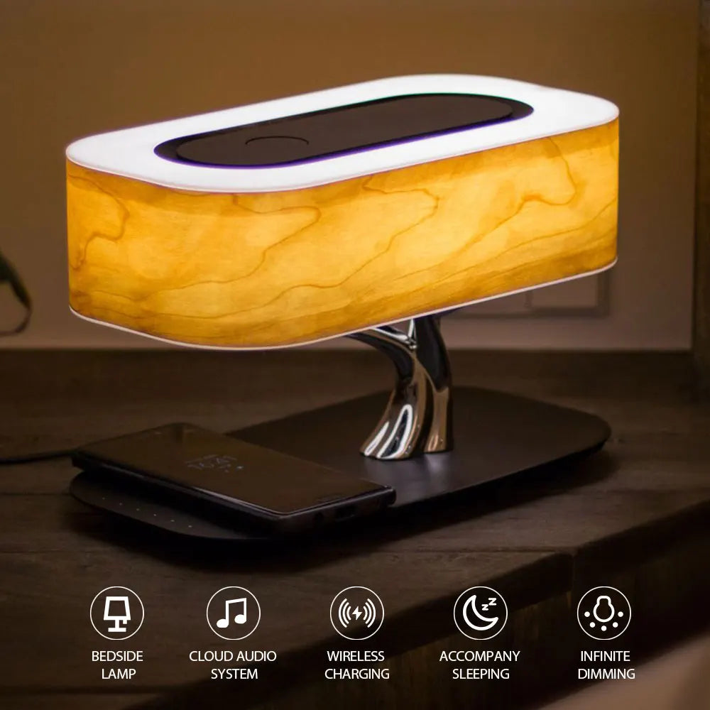 Wireless Charging Speaker With Ambient Light And Touch Bedside Lamp