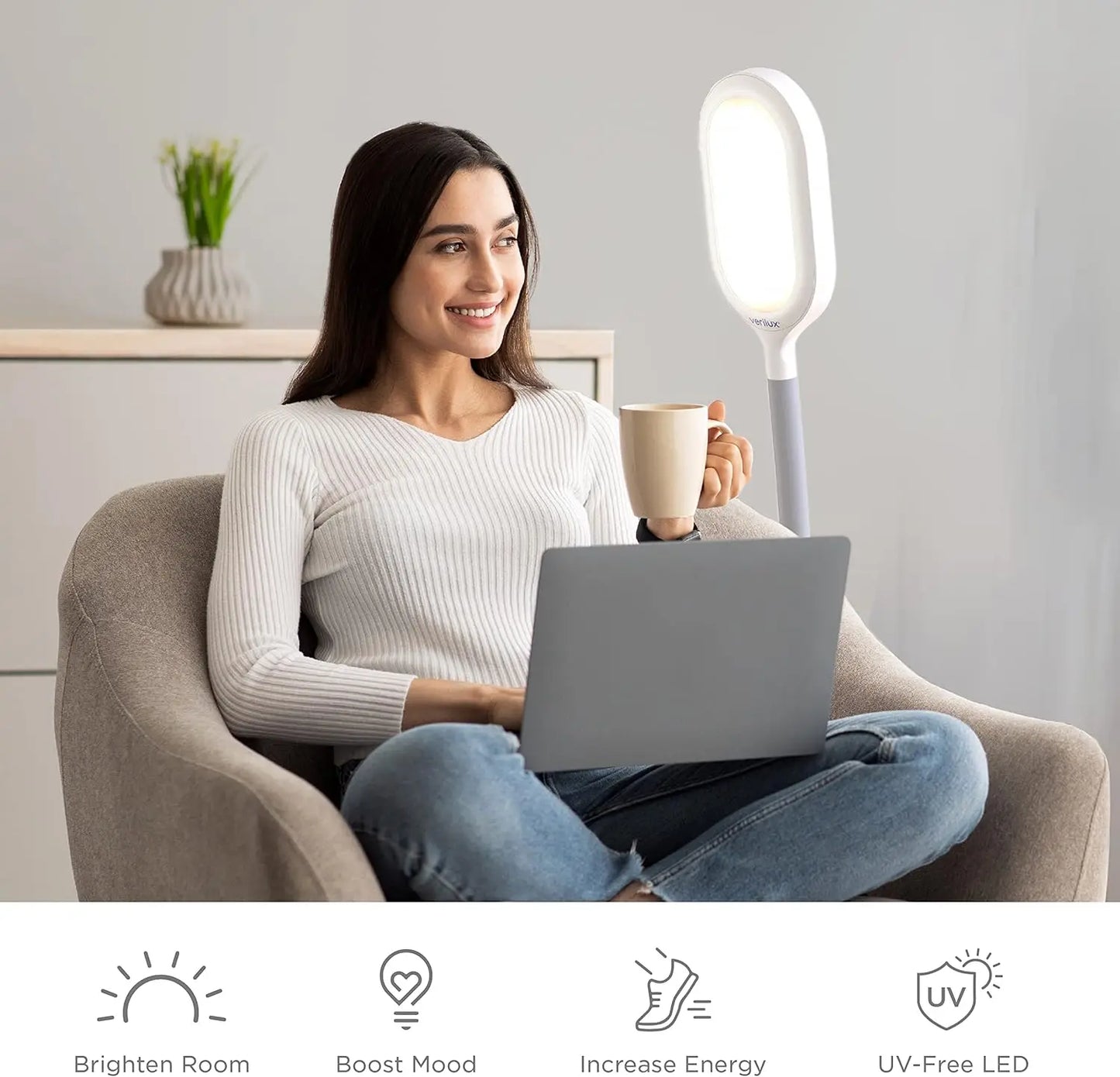 Verilux HappyLight Duo 2-In-1 Light Therapy Floor Lamp