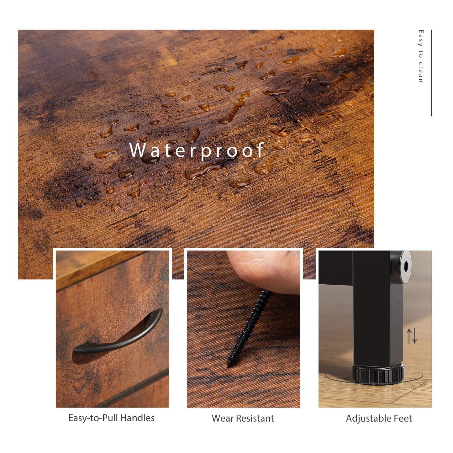 JHK Bedside Table With Fabric Drawers Wardrobe Steel Frame Storage