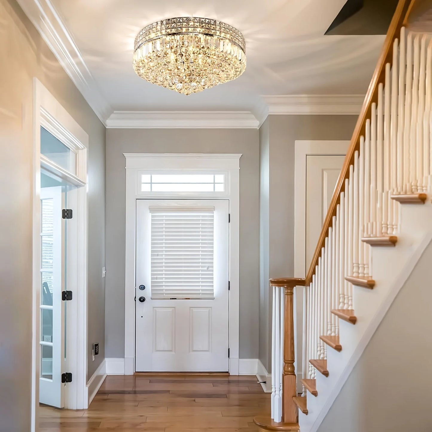 Crystal Flush Mount Ceiling Light Dimmable LED Fixture
