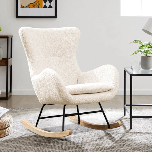 Comfortable Modern Rocking Chair With High Back And Armrests