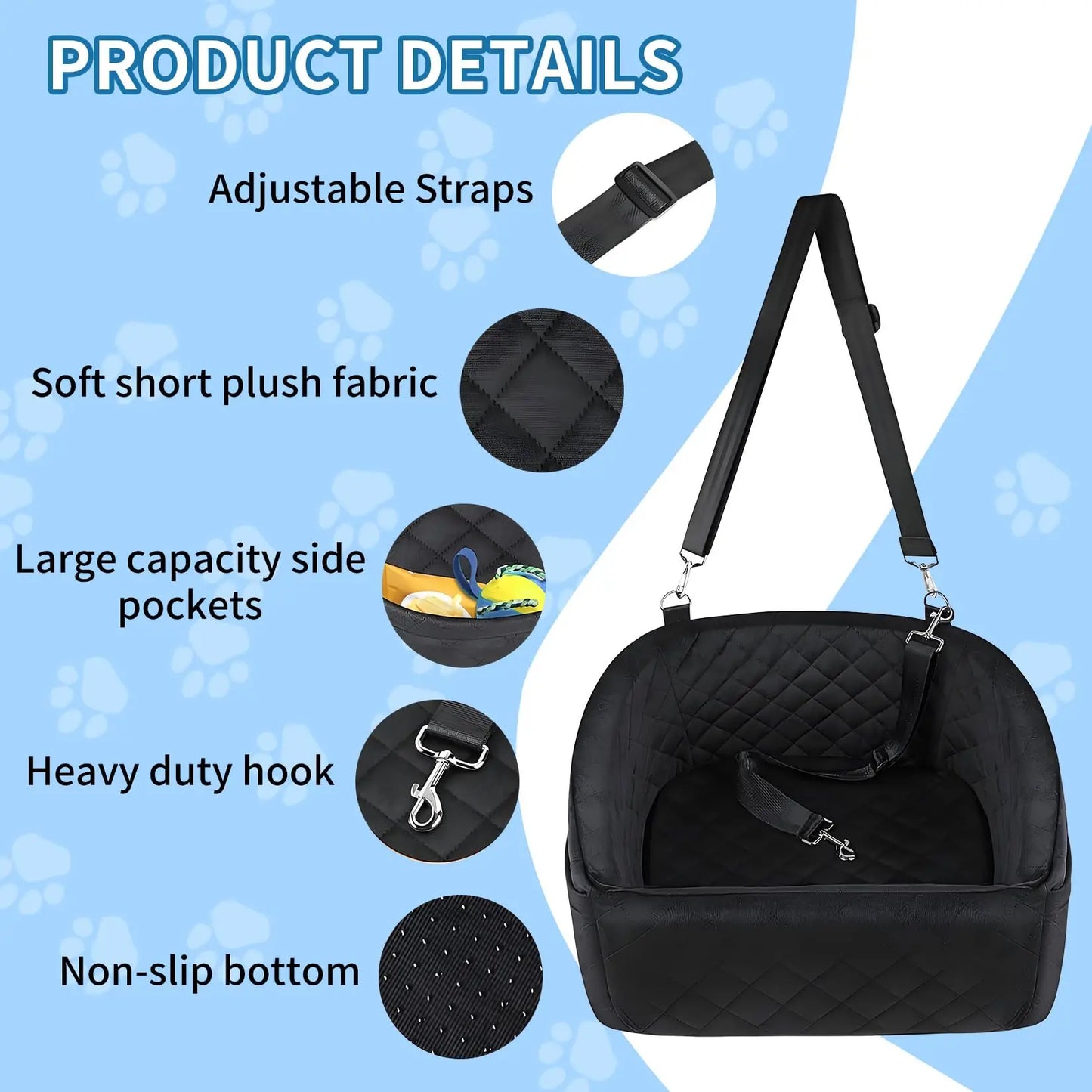 HiMISS Dog Booster Car Seat With Detachable Bed