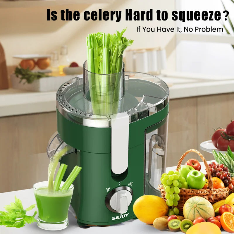SEJOY Compact Fruits Juicer 500W With Wide Mouth Feed Chute