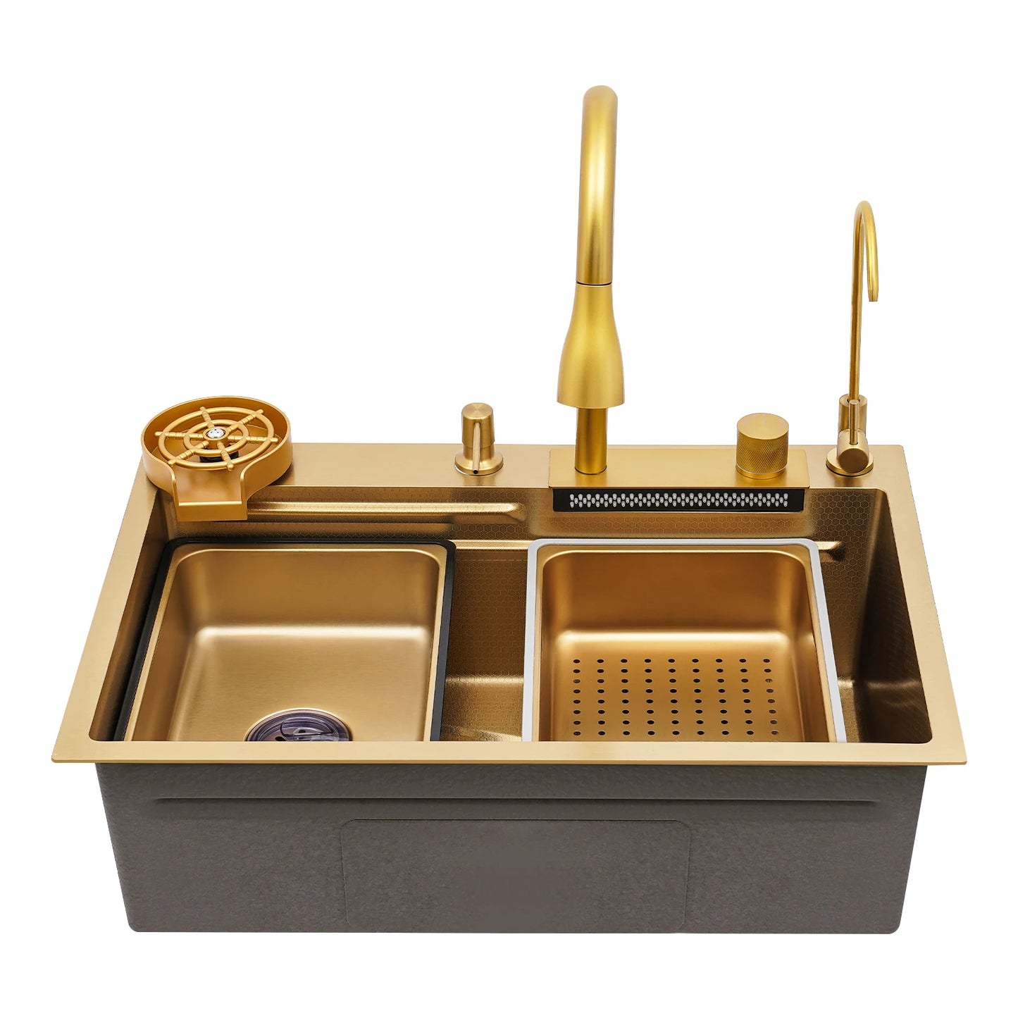 Bymaocar Stainless Steel Countertop Single Bowl Sink With Pull-Out Faucet