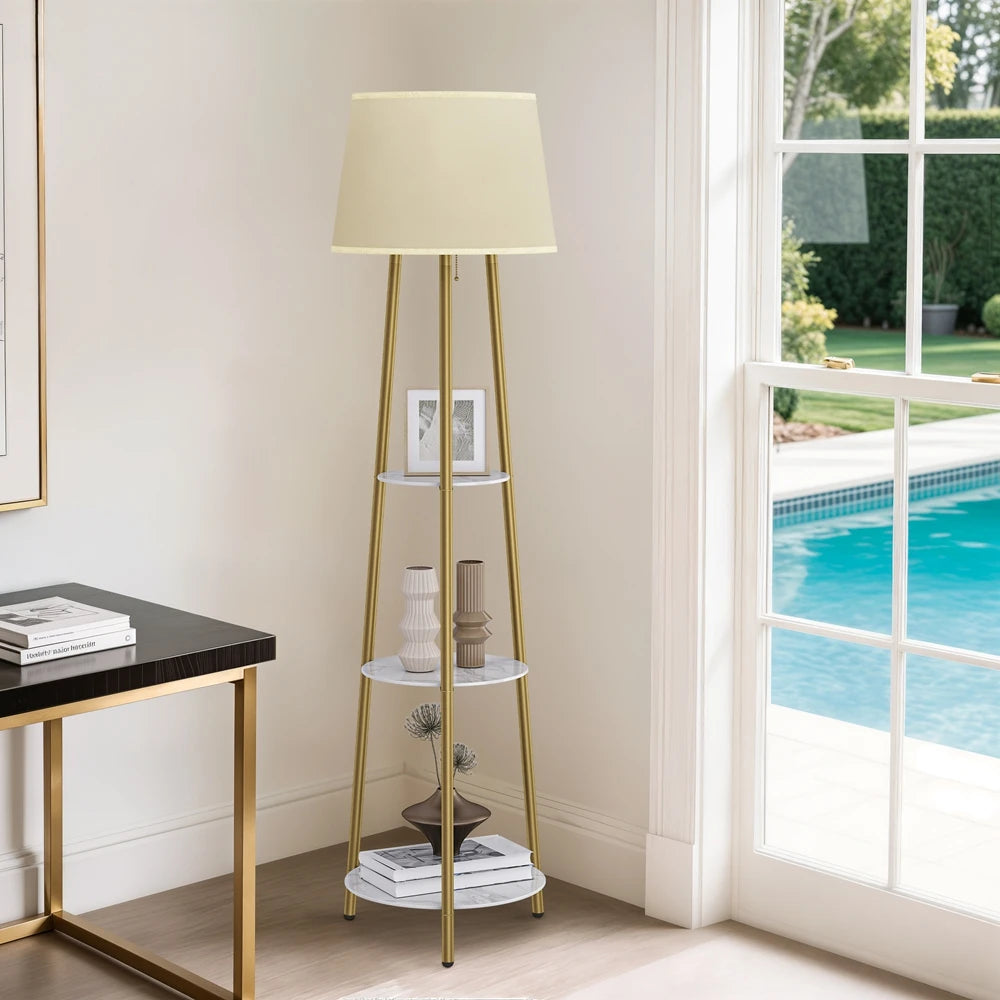 Vrygle Floor Lamp With Shelf Modern Corner Bookshelf