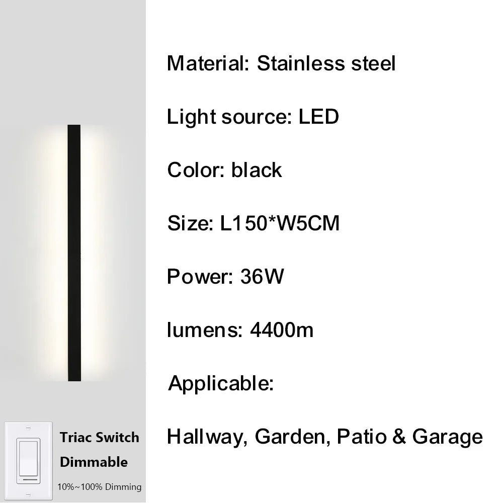 IISINUO Outdoor Porch Wall Light Triac Dimming IP67 Stainless Steel