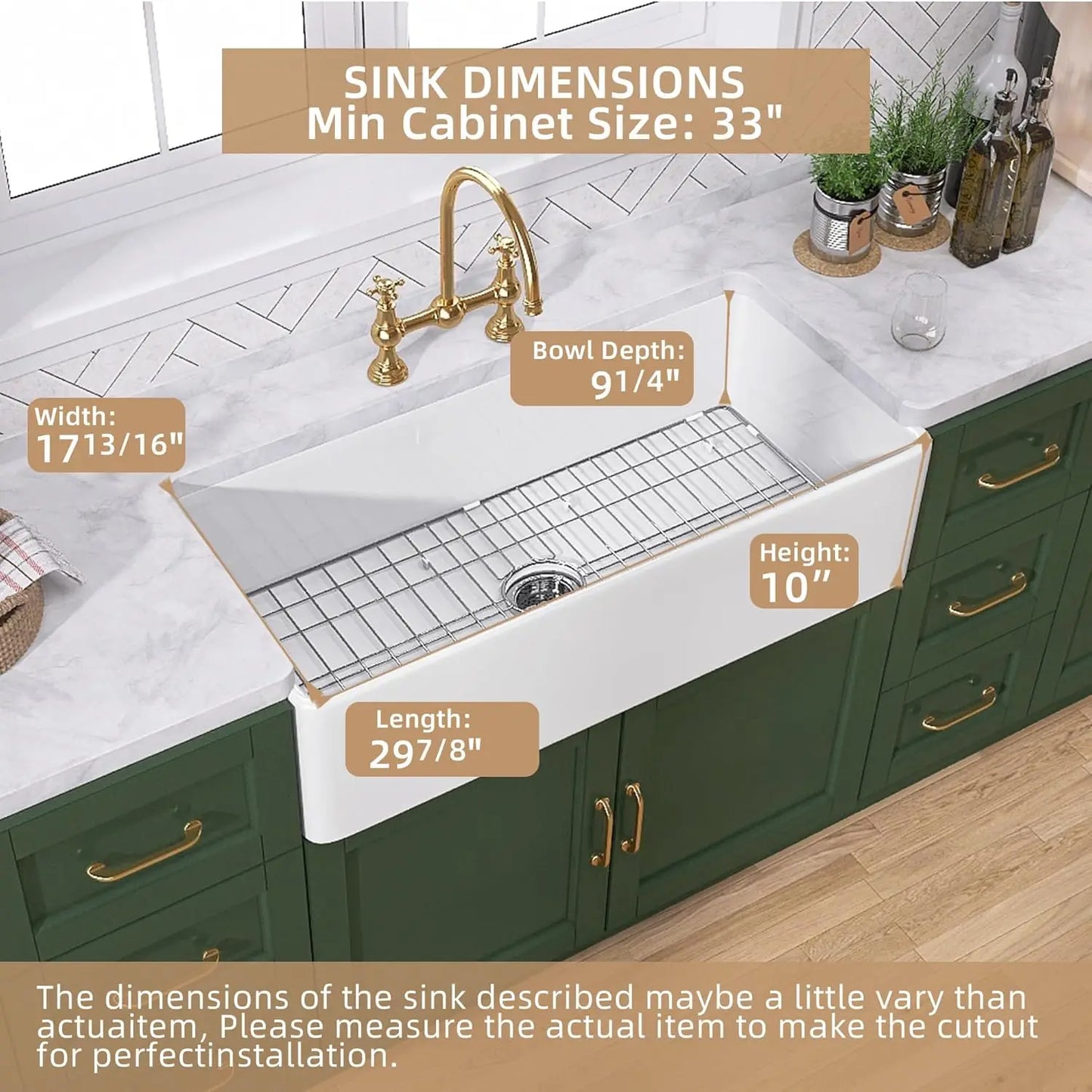 Farmhouse Fireclay Apron Front Sink Undermount Single Bowl