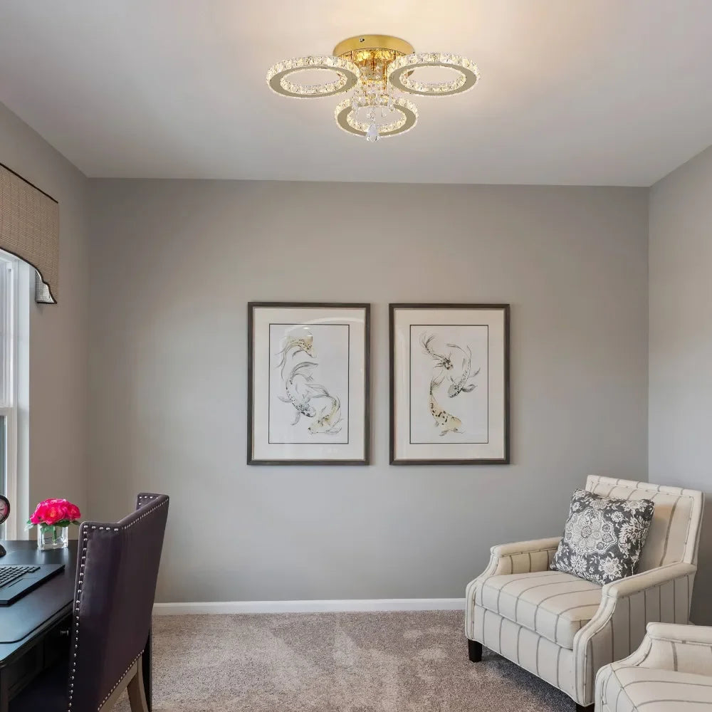 VETRULUS Crystal LED Ceiling Light Chandelier For Modern Living Room