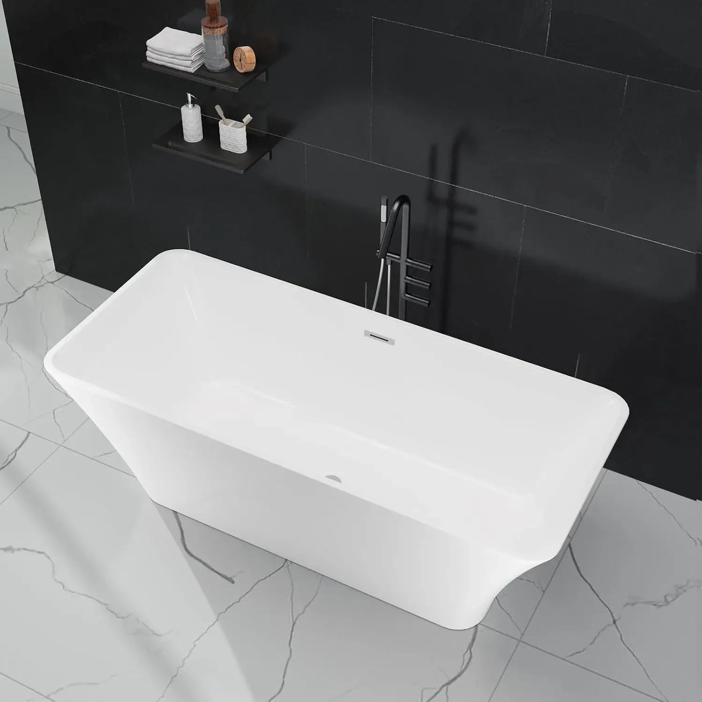 Freestanding Acrylic Bathtub With Chrome Drain Spa Upgrade