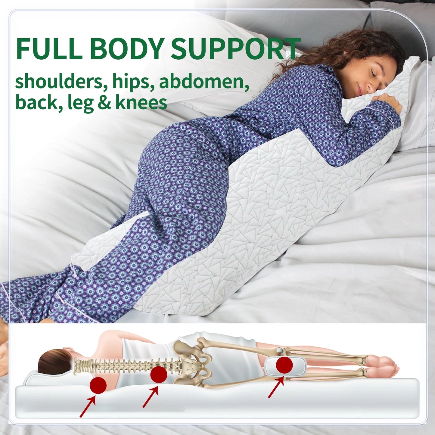 NONECN Memory Foam Body Pillow For Adults Long Support