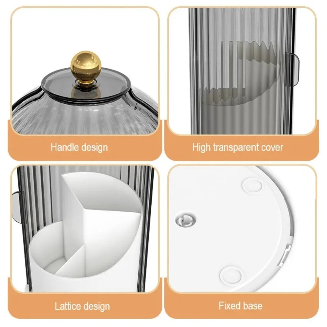 DIAMR Spinning Makeup Organizer With Lid For Vanity And Travel