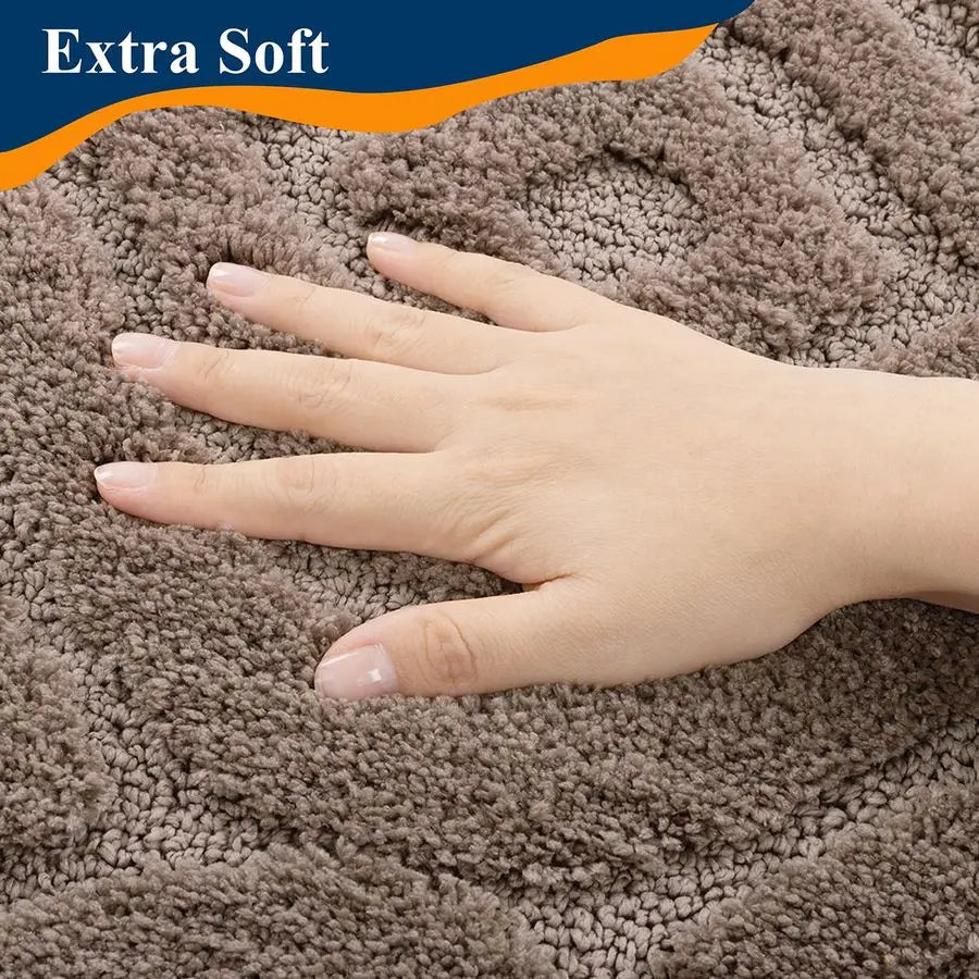 Plush Microfiber 5-Piece Bathroom Rug Set Non-Slip Soft