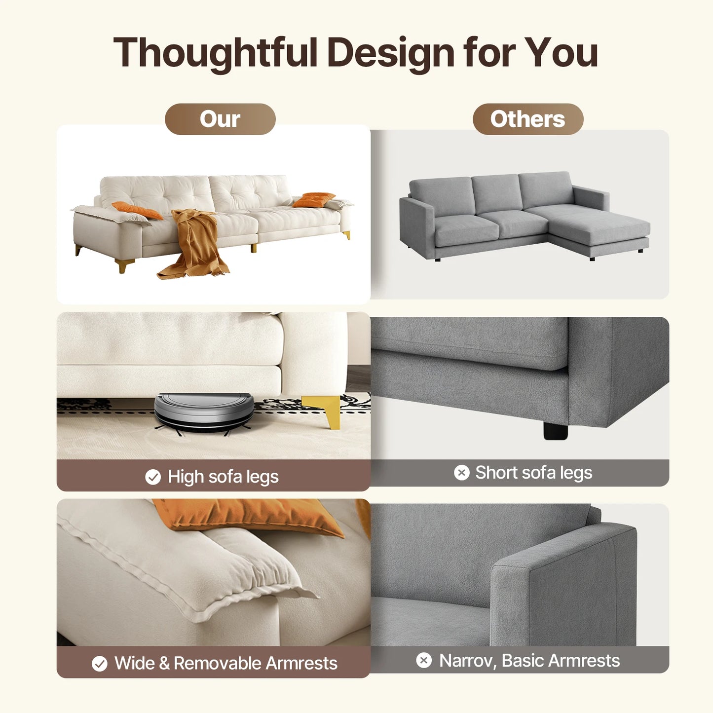 QWCCN Mid-Century Modern Sectional Sofa for Living Room