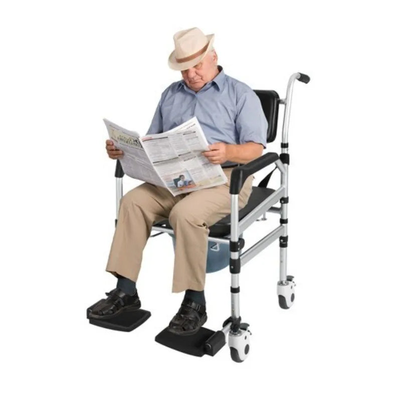 Shower Wheelchair 3 in 1 Foldable Height Adjustable With Flip Up Footrests