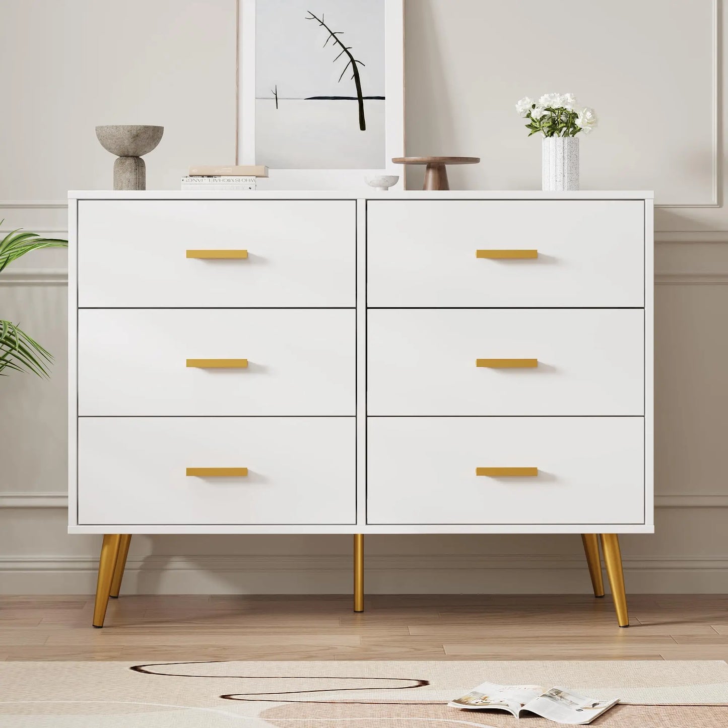HiMISS Modern 6-Drawer Dresser With Fabric Drawers And Steel Frame