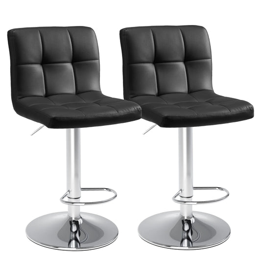 JHK PU Leather Bar Stools Set of 2 Upholstered Comfort