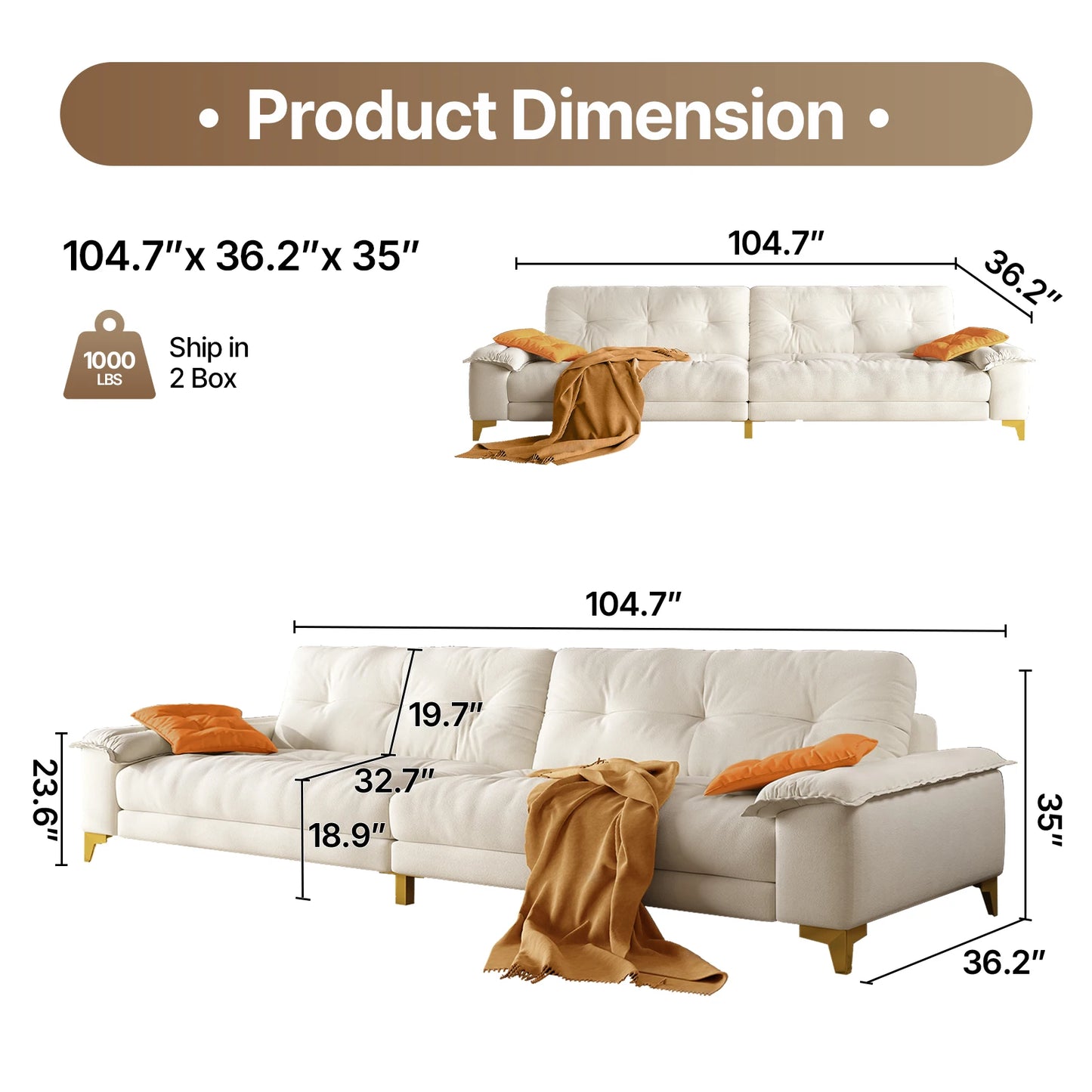 QWCCN Mid-Century Modern Sectional Sofa for Living Room