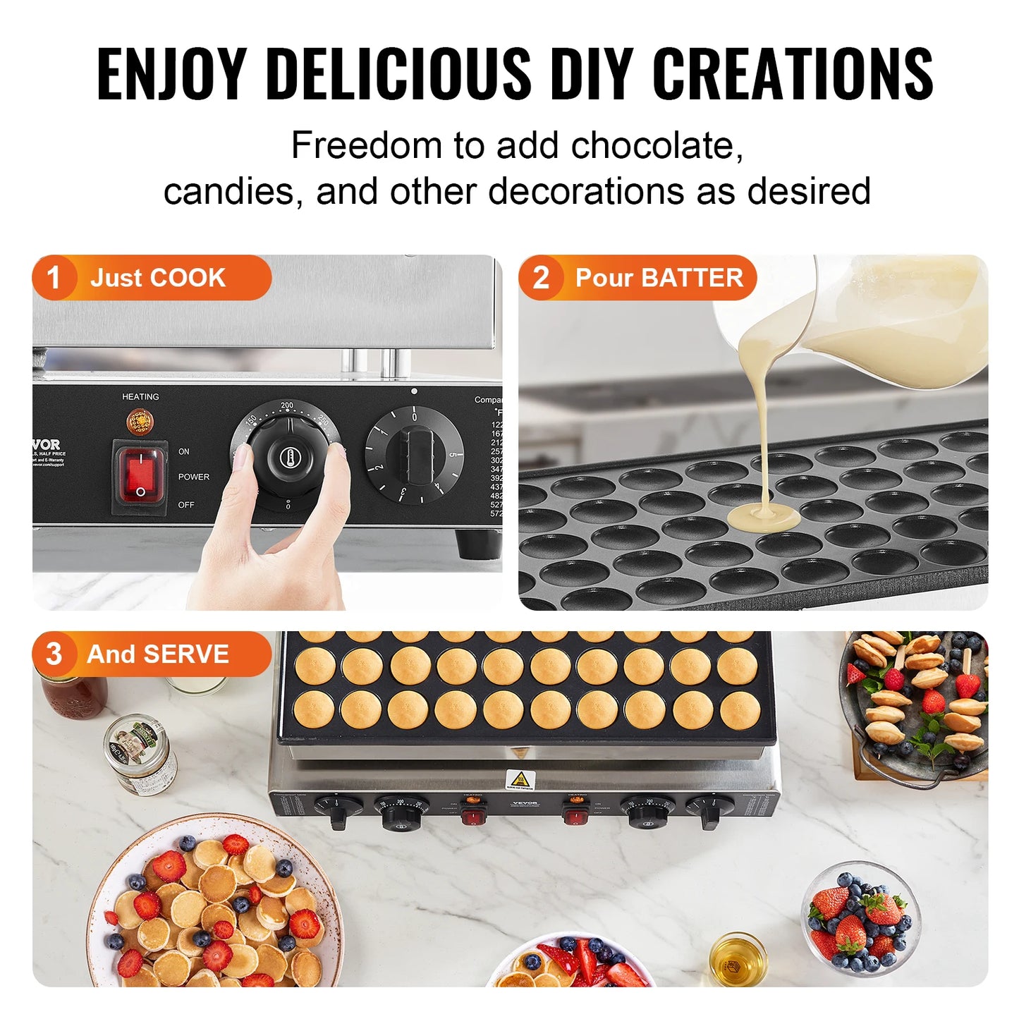 SucceBuy 50Pcs Mini Dorayaki Pancake Maker Machine Commercial Nonstick