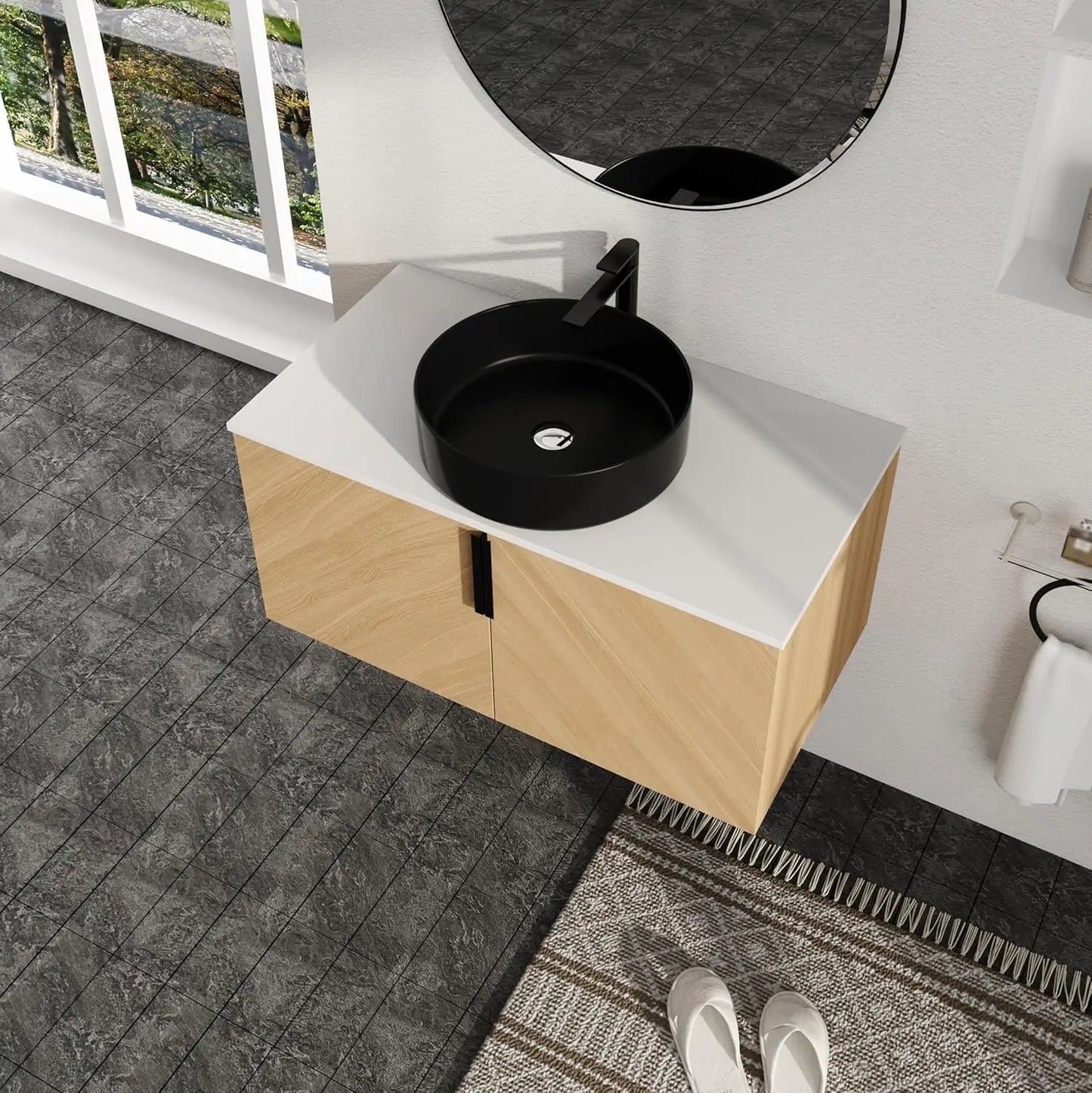 Floating Bathroom Vanity With Sink Top Wood Modern Set