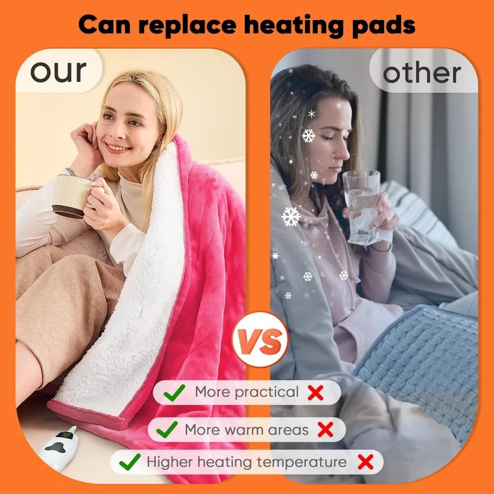 Heated Electric Throw Blanket With 10 Heat Levels Auto Shutoff