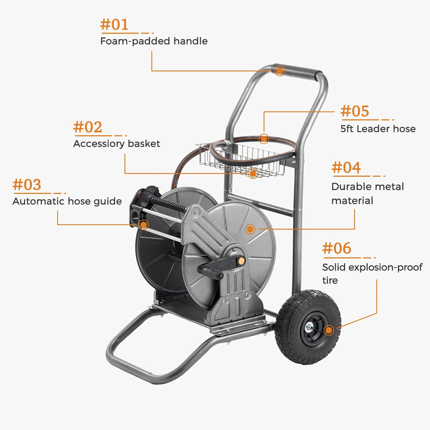 Giraffe Tools Garden Hose Reel Cart With Wheels Heavy Duty
