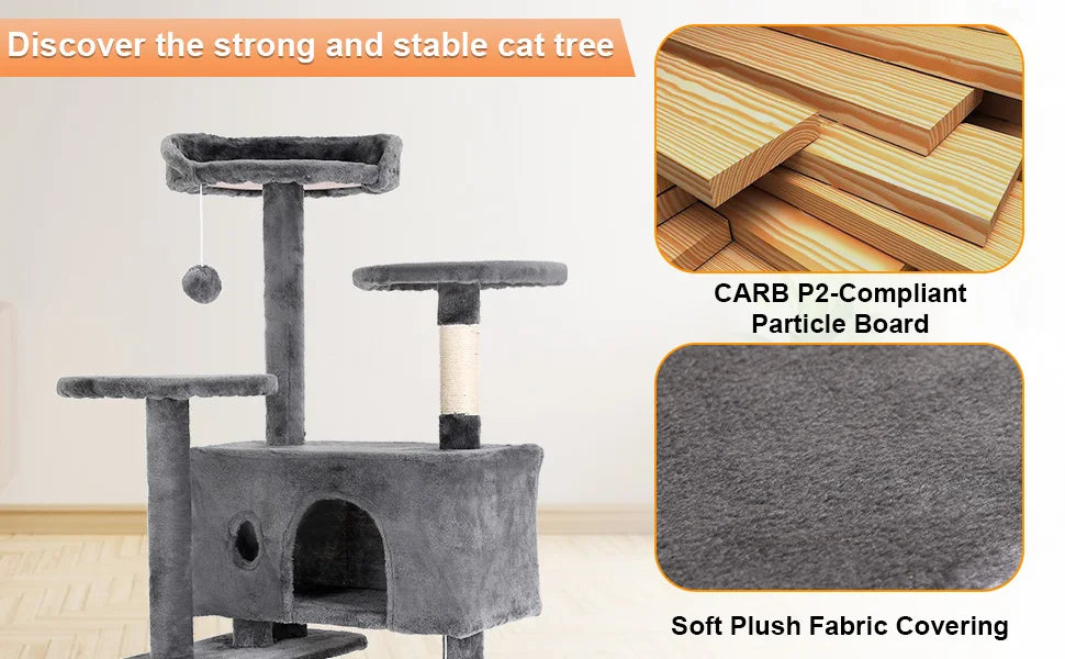 Four-Tier Cat Tree With Sisal Scratching Posts