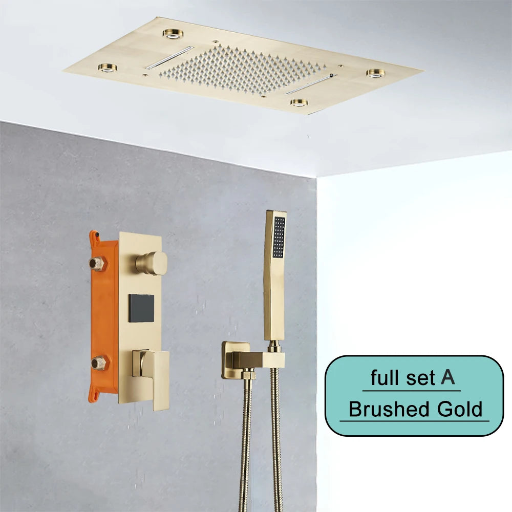 SAFLIHCAR Ceiling Rainfall Shower Set With Remote Control LED