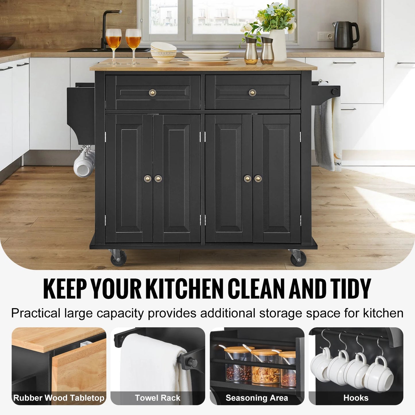 SucceBuy Kitchen Island Cart With Storage SucceBuy Kitchen Island Cart With Storage Cabinet On Wheels On Wheels