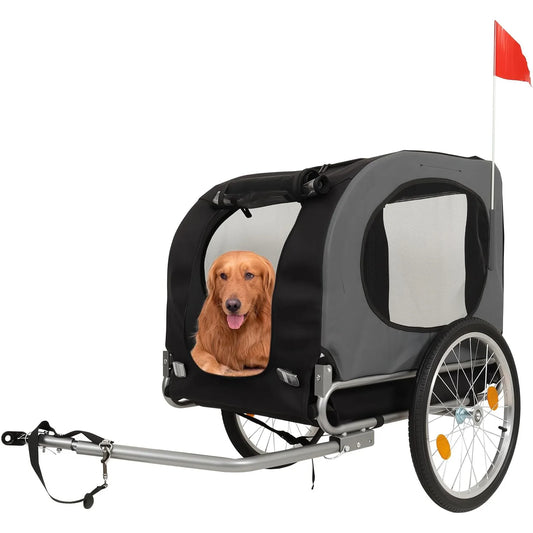 HiMISS Steel Dog Bike Trailer With Folding Pet Cart