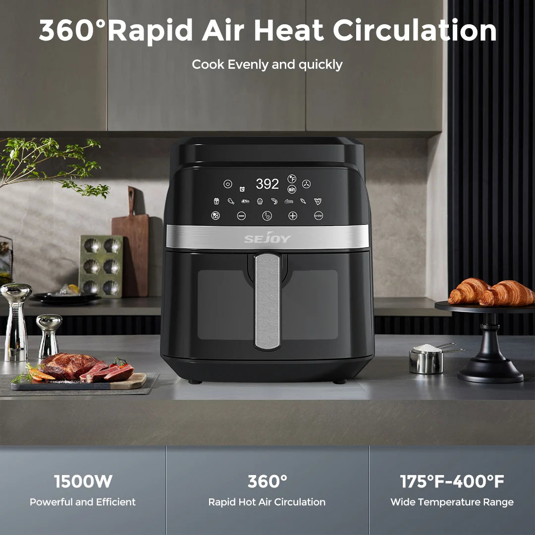 SEJOY 8-in-1 Air Fryer Oven Oilless Cooker Roast Bake Dehydrate